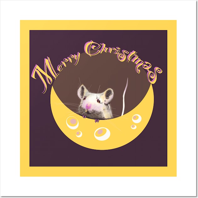 Merry Christmas with a mouse Wall Art by ArtKsenia